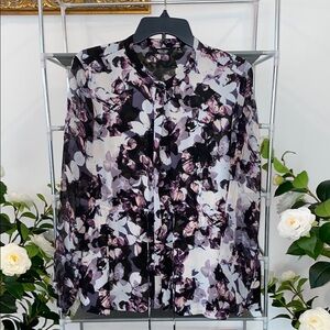 Floral Black and Purple blouse Shirt